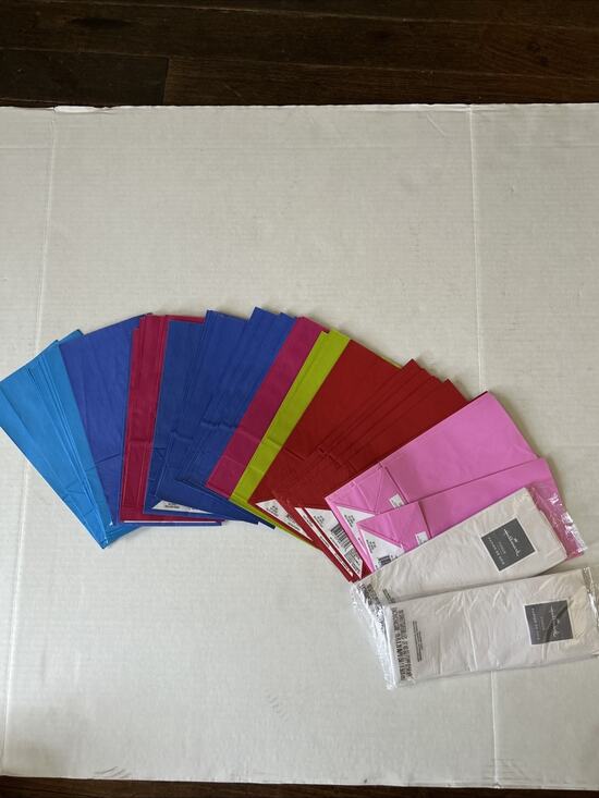 Hallmark Other - hallmark lot of 49 paper gift bags Plus 2 new Tissue Paper. Pink Blue Red Green
